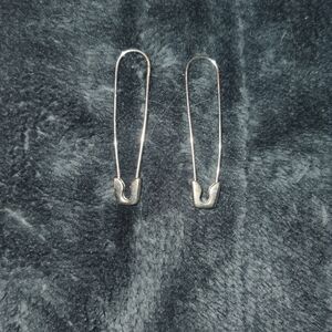 Silver Safety Pin Earrings